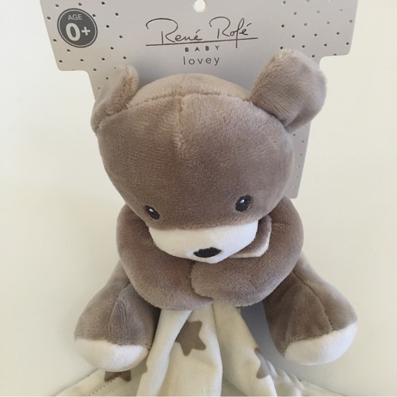 NEW Lovey Security Blanket Soft Baby Toy Little Brown Bear Baby Gift | Rene Rofe - Picture 2 of 7